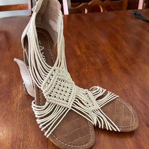 Woman’s macrame sandals.